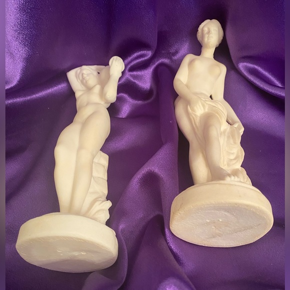 Two/Set Vintage Grecian Style Figurines - 2” base and 9” tall. - Picture 6 of 7